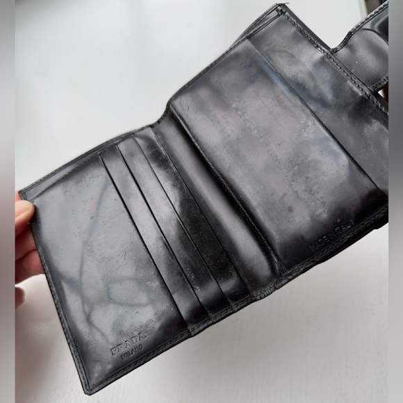 PRADA Spazzolato Leather Compact Wallet - Picture 8 of 14